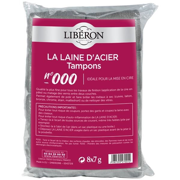 LIBERON - Laine d'acier tampon 000 8x7g Liberon