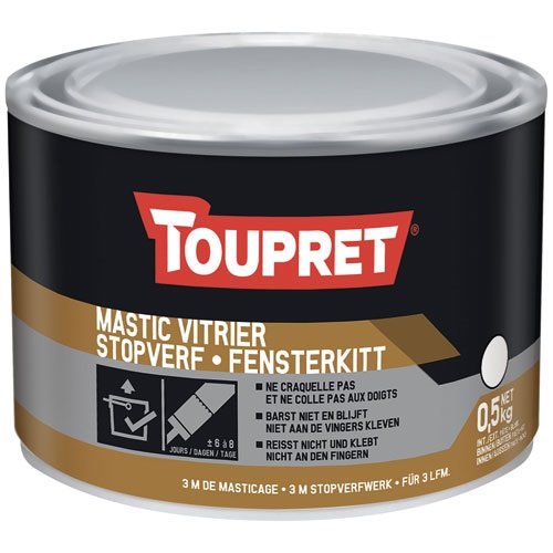 TOUPRET - Mastic vitrier blanc 0.5kg